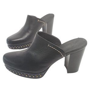 Naked Feet Arion Studded Mules Slip On Black Leather Mule Dress Shoes Size 10